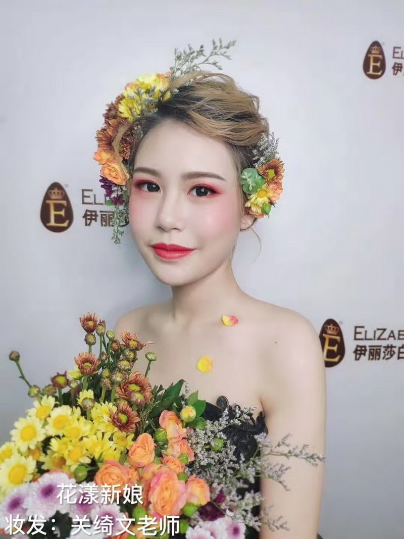 花漾新娘,8月伊丽莎白化妆作品鲜花新娘造型